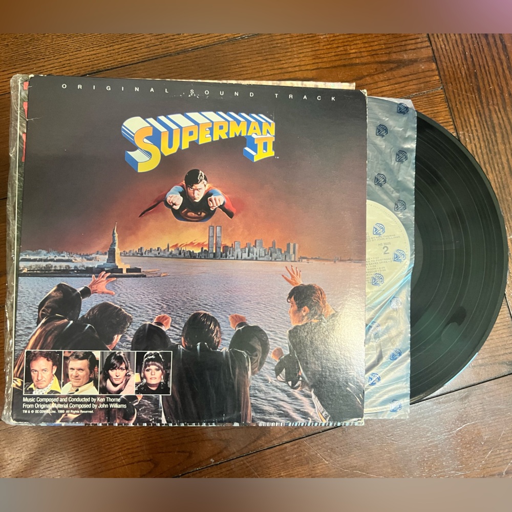Vintage 1980 Superman II Original Soundtrack and 1986 Willie Nelson Vinyl Record